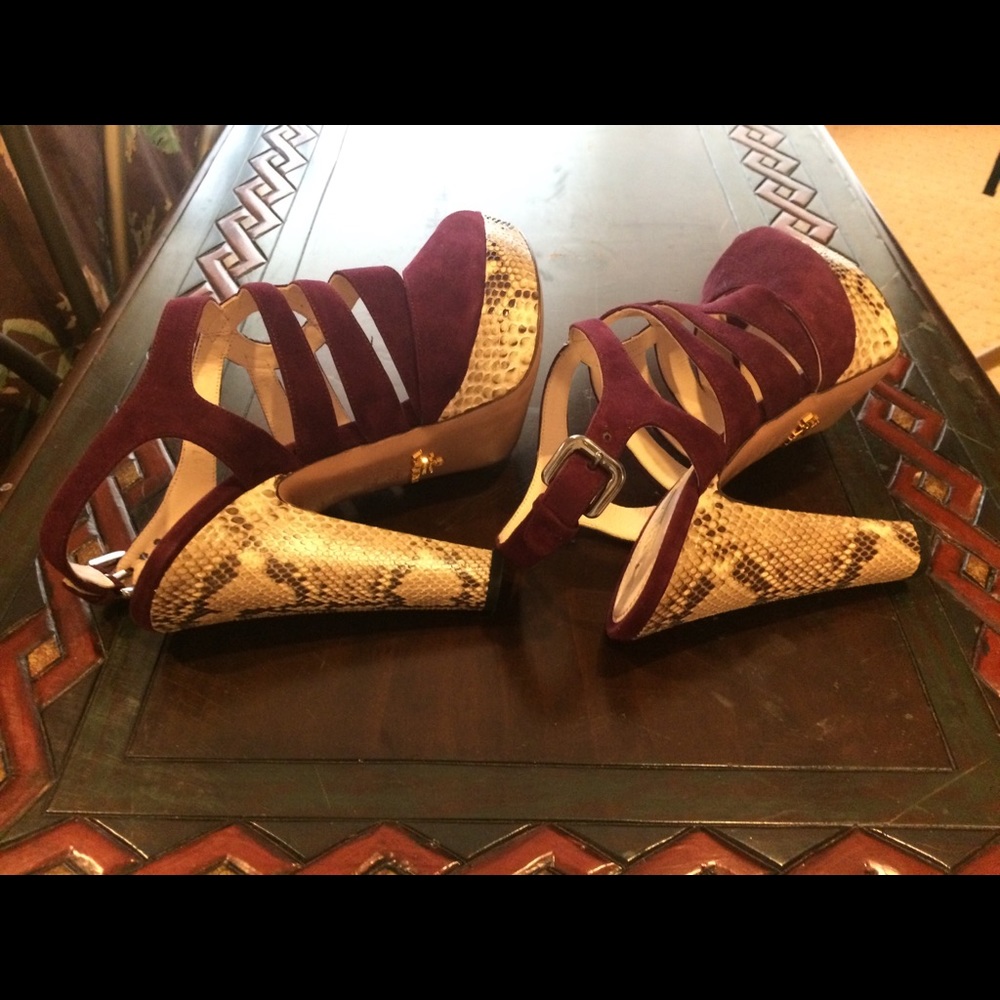 Prada python heel suede sandals - Picture 5 of 7